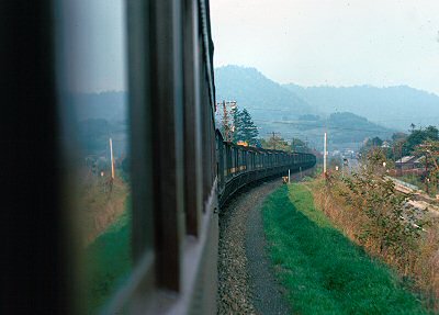 列車の後方を見る